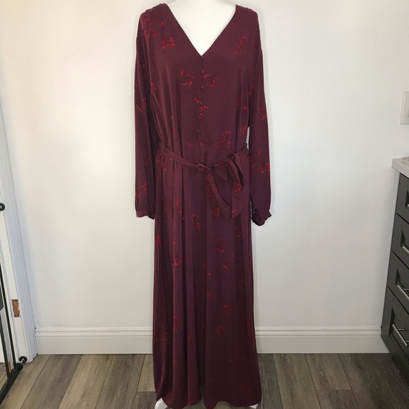 SOLD|NEW Ava & Viv Red Floral Maxi Boho Dress 3X - Picture 2 of 9